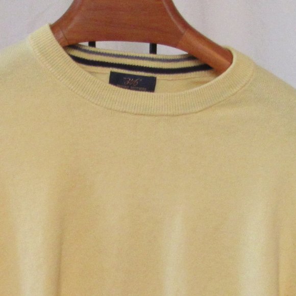 Brooks Brothers 346 Cashmere Blend Yellow Crew Neck Sweater Size Large EUC - Picture 1 of 6
